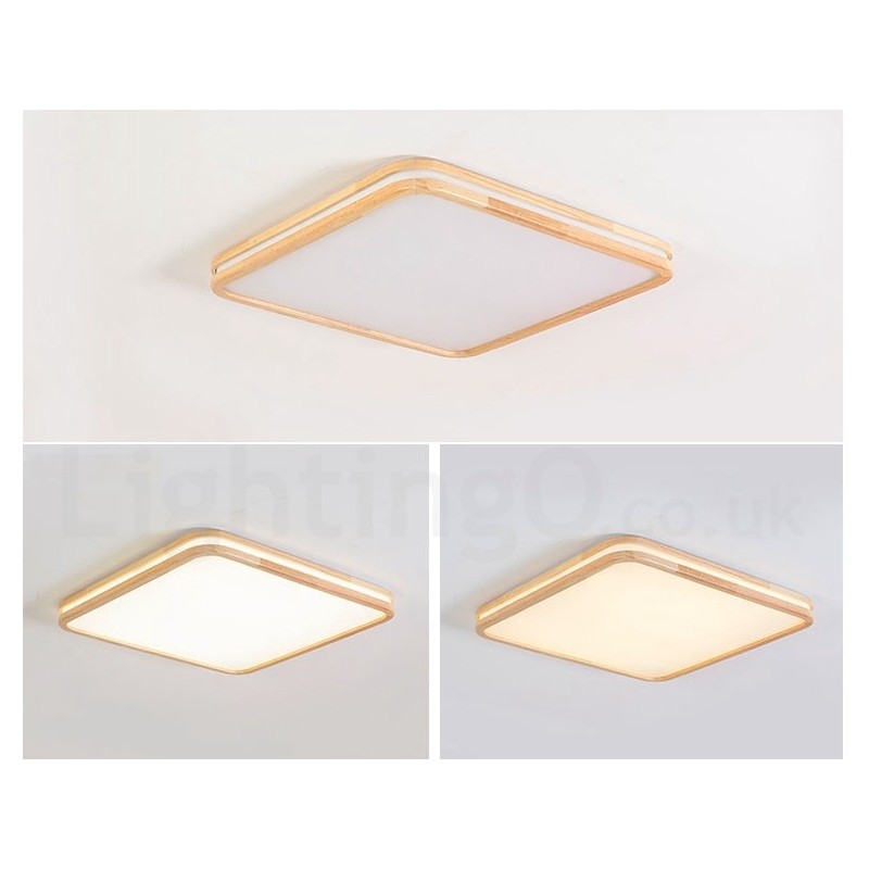 Plafoniera LED ultrasottile in legno massello e acrilico, stile nordico, rotonda