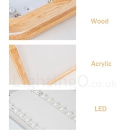 Plafoniera LED ultrasottile in legno massello e acrilico, stile nordico, rotonda