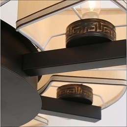 Lampadario cinese in ferro e rame, 6 luci, catena regolabile, nero e beige