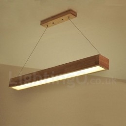 Lampada a sospensione moderna in legno con paralume in acrilico