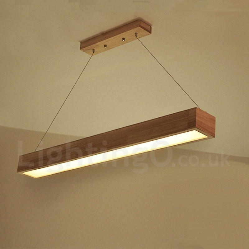 Lampada a sospensione moderna in legno con paralume in acrilico