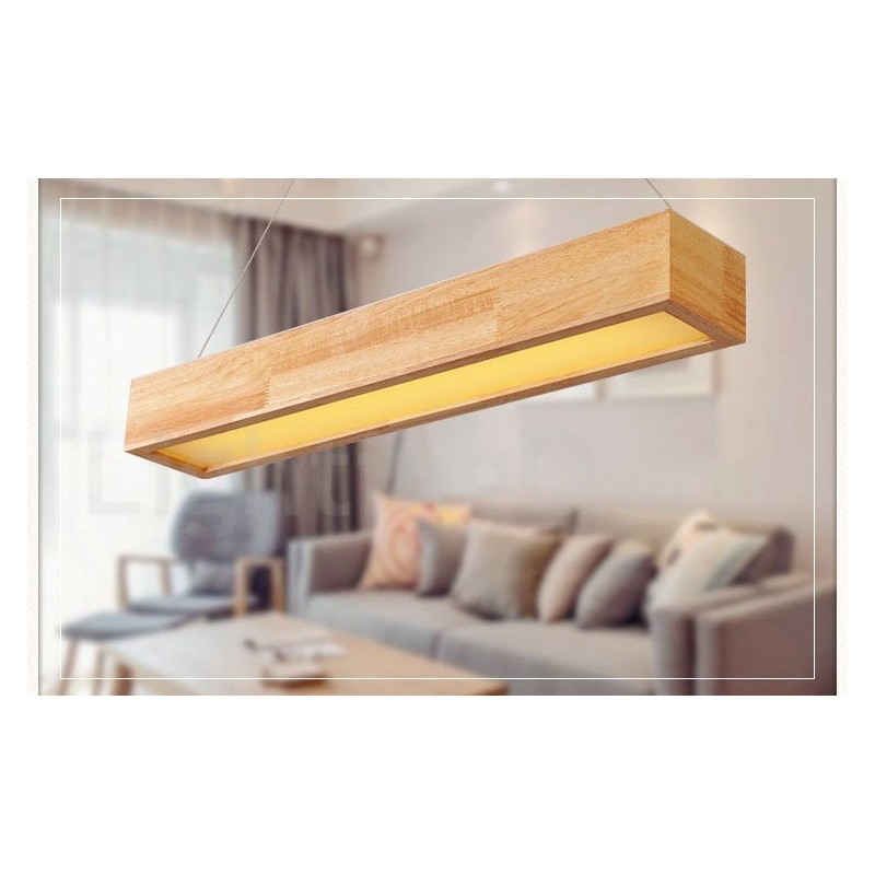 Lampada a sospensione moderna in legno con paralume in acrilico