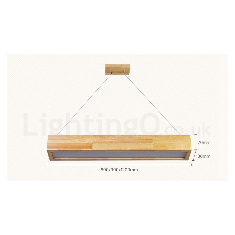 Lampada a sospensione moderna in legno con paralume in acrilico
