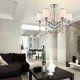 Lampadario moderno contemporaneo in cromo e cristallo
