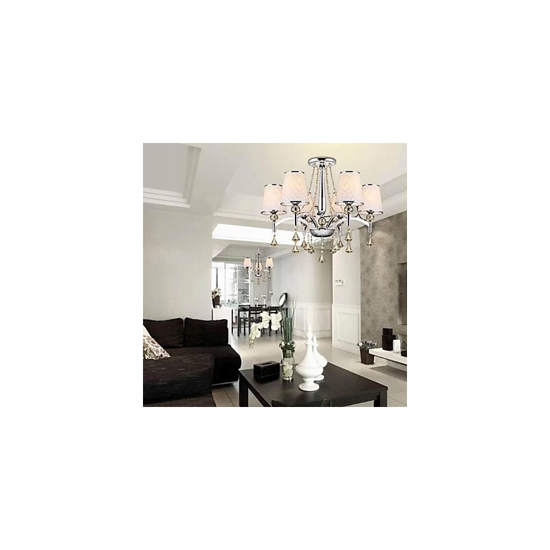 Lampadario moderno contemporaneo in cromo e cristallo