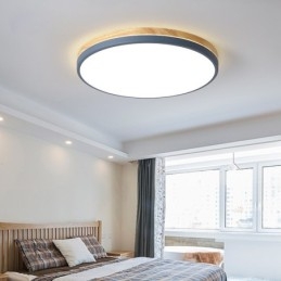 Plafoniera rotonda in legno e acrilico ultra sottile dimmerabile stile nordico