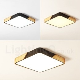 Plafoniera LED quadrata in legno e acrilico, ultra sottile, dimmerabile, 40 x 40 cm / 50 x 50 cm