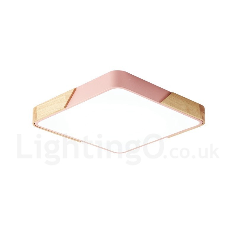 Plafoniera LED quadrata in legno e acrilico, ultra sottile, dimmerabile, 40 x 40 cm / 50 x 50 cm