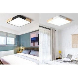 Plafoniera LED quadrata in legno e acrilico, ultra sottile, dimmerabile, 40 x 40 cm / 50 x 50 cm