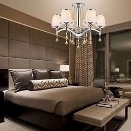 Lampadario moderno contemporaneo in cromo e cristallo