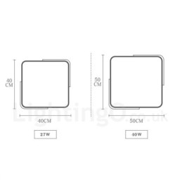 Plafoniera LED quadrata in legno e acrilico, ultra sottile, dimmerabile, 40 x 40 cm / 50 x 50 cm