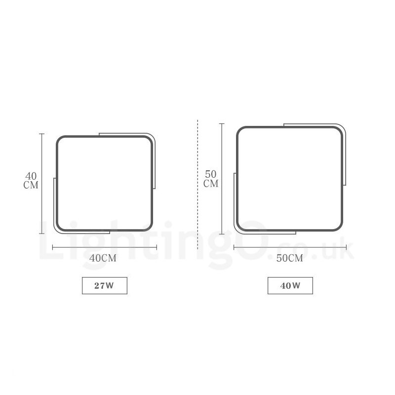 Plafoniera LED quadrata in legno e acrilico, ultra sottile, dimmerabile, 40 x 40 cm / 50 x 50 cm