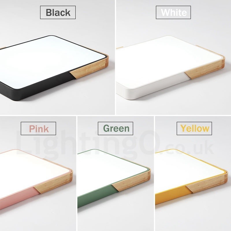 Plafoniera rettangolare LED dimmerabile in legno e acrilico, ultrasottile, stile nordico
