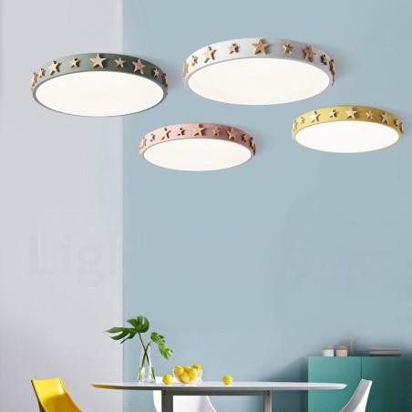 Plafoniera circolare in legno multicolore ultra sottile dimmerabile con paralume in acrilico stile nordico