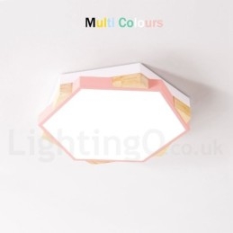 Plafoniera esagonale in legno multicolore dimmerabile con paralume in acrilico stile nordico