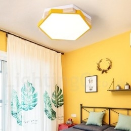 Plafoniera esagonale in legno multicolore dimmerabile con paralume in acrilico stile nordico
