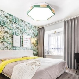 Plafoniera esagonale in legno multicolore dimmerabile con paralume in acrilico stile nordico