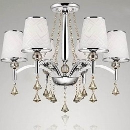 Lampadario moderno contemporaneo in cromo e cristallo