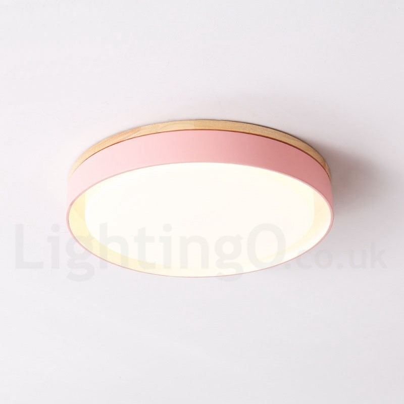 Plafoniera circolare LED in legno multicolore dimmerabile con paralume in acrilico, Ø 47,5 cm