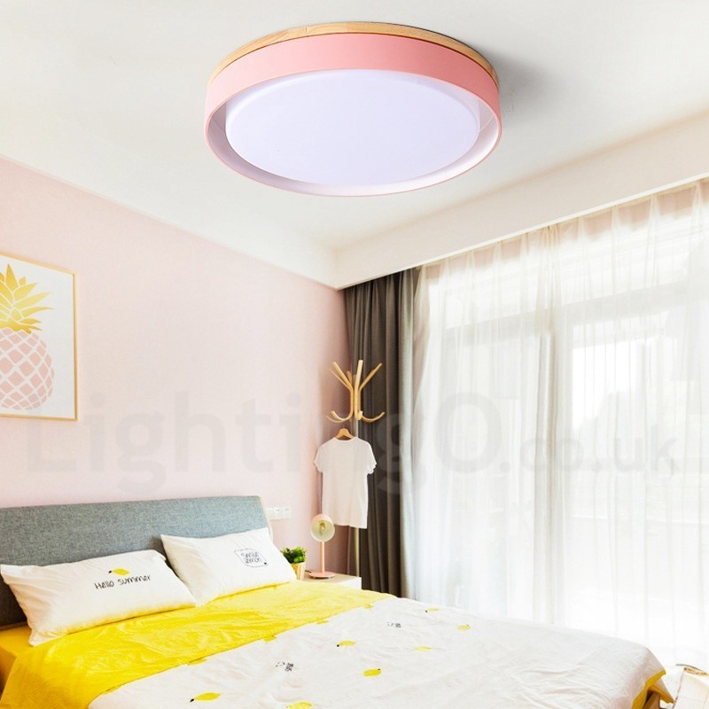 Plafoniera circolare LED in legno multicolore dimmerabile con paralume in acrilico, Ø 47,5 cm