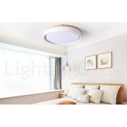 Plafoniera circolare LED in legno multicolore dimmerabile con paralume in acrilico, Ø 47,5 cm