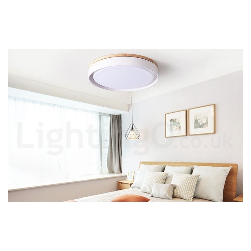 Plafoniera circolare LED in legno multicolore dimmerabile con paralume in acrilico, Ø 47,5 cm