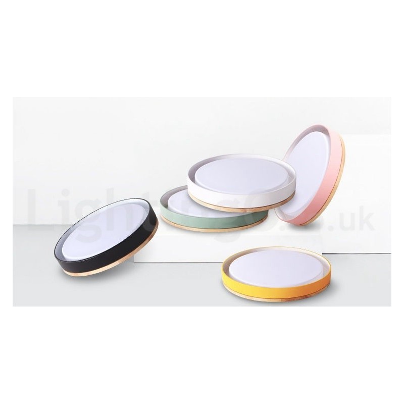 Plafoniera circolare LED in legno multicolore dimmerabile con paralume in acrilico, Ø 47,5 cm