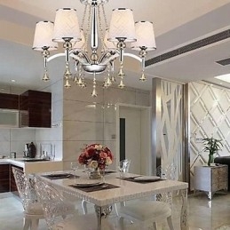 Lampadario moderno contemporaneo in cromo e cristallo