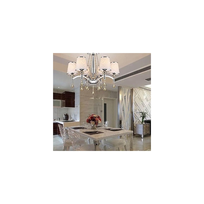 Lampadario moderno contemporaneo in cromo e cristallo