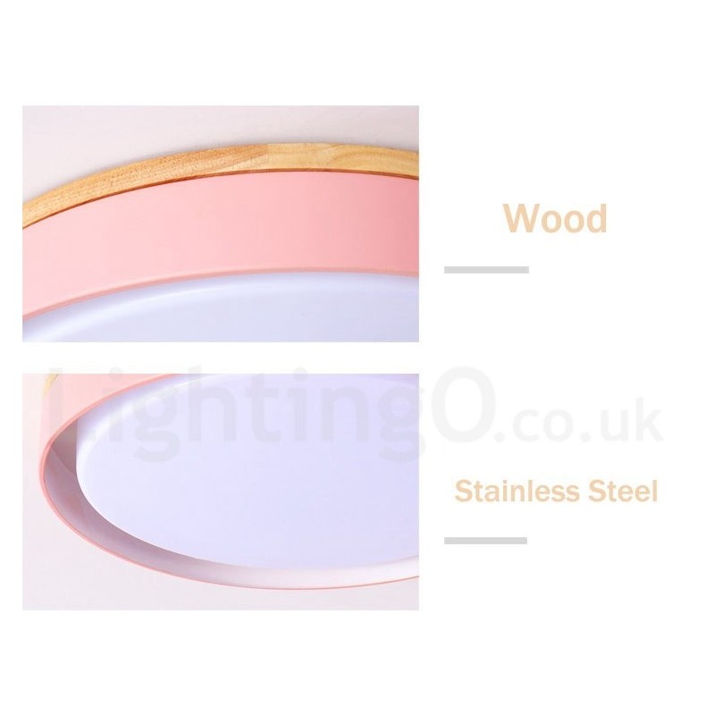Plafoniera circolare LED in legno multicolore dimmerabile con paralume in acrilico, Ø 47,5 cm