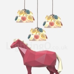 Lampada a sospensione in vetro e ceramica Macaron con fiori multicolori, E27, Ø22 cm