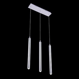 Lampadario moderno contemporaneo in metallo cromato a 3 luci LED integrato