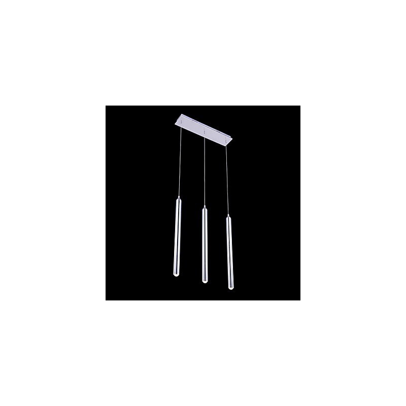 Lampadario moderno contemporaneo in metallo cromato a 3 luci LED integrato