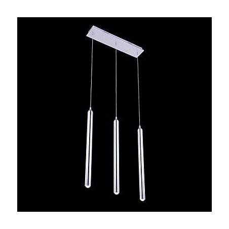 Lampadario moderno contemporaneo in metallo cromato a 3 luci LED integrato