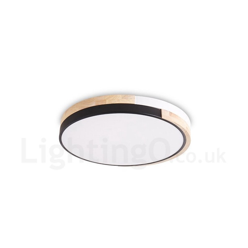 Plafoniera rotonda in legno multicolore dimmerabile con paralume in acrilico, stile nordico