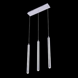 Lampadario moderno contemporaneo in metallo cromato a 3 luci LED integrato