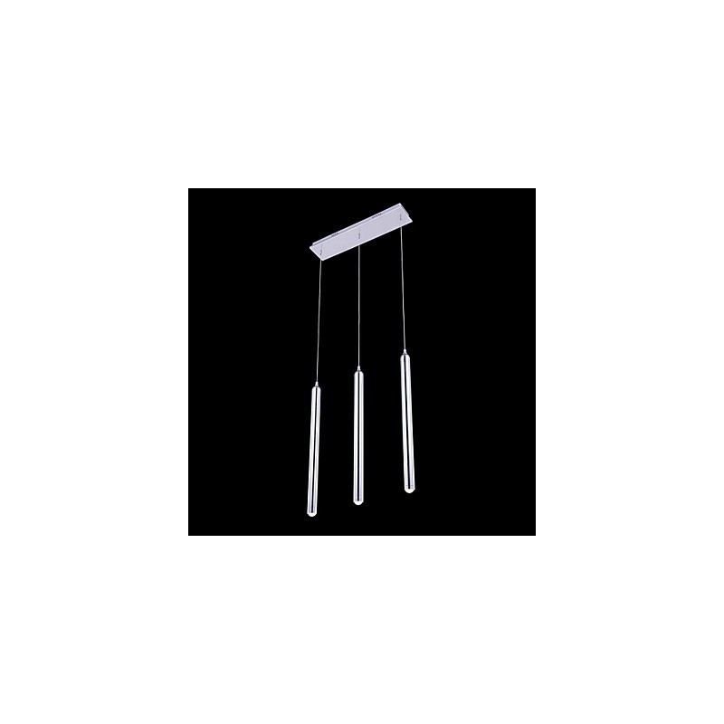Lampadario moderno contemporaneo in metallo cromato a 3 luci LED integrato