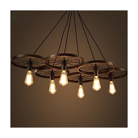 Lampadario in ferro battuto stile industriale loft a ruota da caffè multicolore E26/E27 60 cm