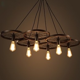 Lampadario in ferro battuto stile industriale loft a ruota da caffè multicolore E26/E27 60 cm