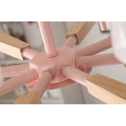 Lampadario a sospensione moderno nordico in legno multicolore, paralumi in vetro, 6 o 8 luci E14