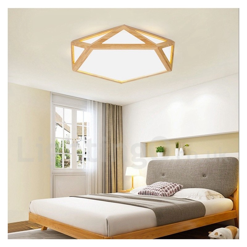 Plafoniera LED nordica in legno e acrilico dimmerabile