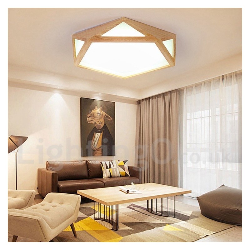 Plafoniera LED nordica in legno e acrilico dimmerabile