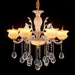 Lampadario a sospensione in cristallo di giada stile candela beige