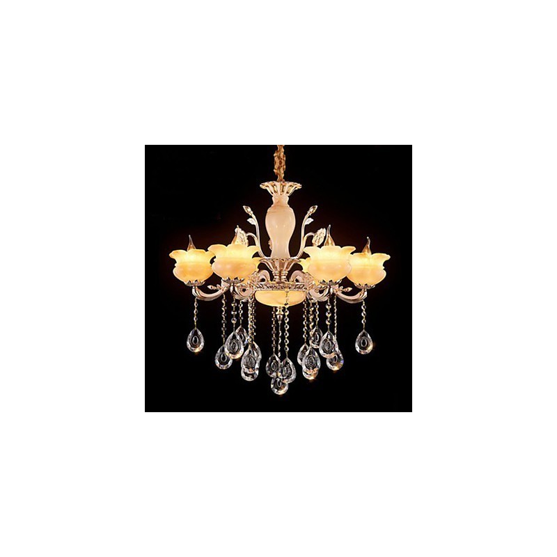 Lampadario a sospensione in cristallo di giada stile candela beige
