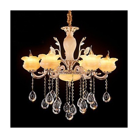 Lampadario a sospensione in cristallo di giada stile candela beige
