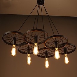 Lampadario in ferro battuto stile industriale loft a ruota da caffè multicolore E26/E27 60 cm