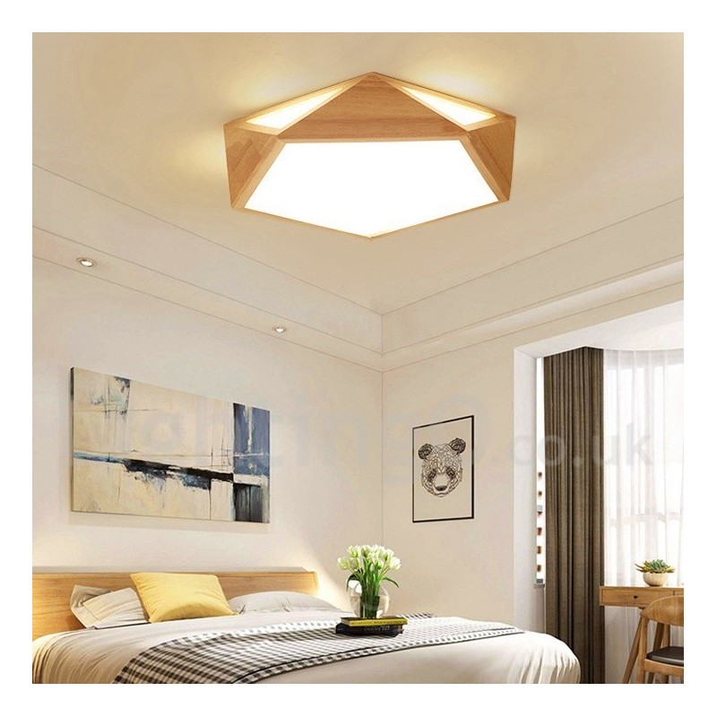 Plafoniera LED nordica in legno e acrilico dimmerabile