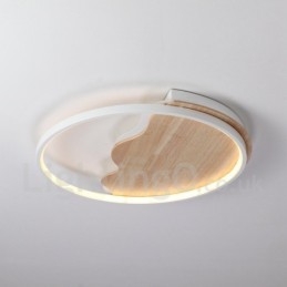 Plafoniera rotonda LED in legno bianco dimmerabile, ultrasottile, con nuvola