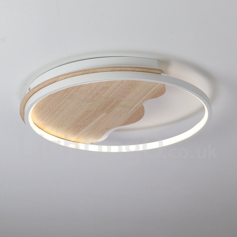 Plafoniera rotonda LED in legno bianco dimmerabile, ultrasottile, con nuvola