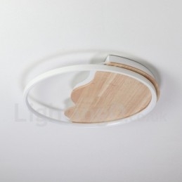 Plafoniera rotonda LED in legno bianco dimmerabile, ultrasottile, con nuvola